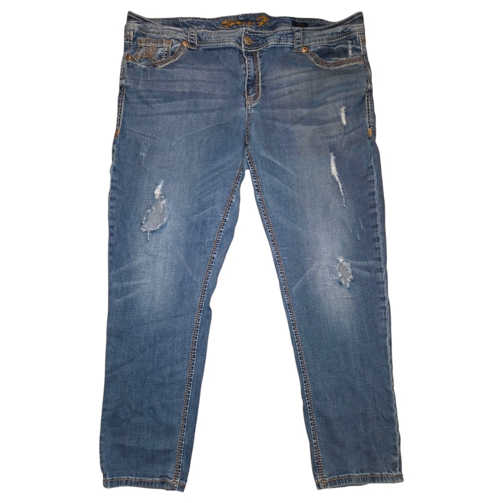 Women's Distressed Blue Jeans Size 22 Designer Seven7 Luxe